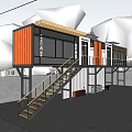 Modern Container Building Container Store Container Cafe Container Store Public Building Small Building Post Building 3d model
