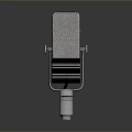 Vintage Retro Style Silver Metal Microphone With Grid Front And Black Stripes