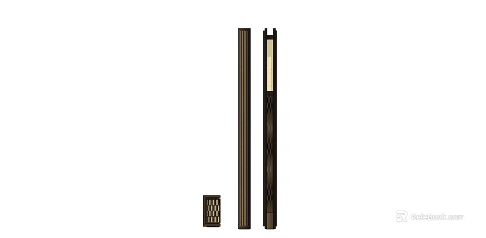 Pair of Modern Outdoor LED Garden Lights With Slim Column Design And Controller 3d model 