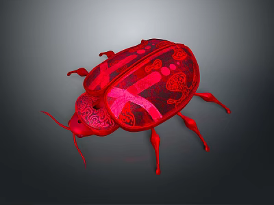 Red Decorative Beetle Figurine With Intricate Patterns And Artistic Design Details 3d model
