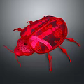 Red Decorative Beetle Figurine With Intricate Patterns And Artistic Design Details