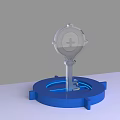 Modern Activation Device With Blue Circular Base And Metallic Cross Symbol Structure 3d model