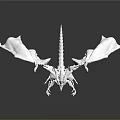 White Mythical Dragon Creature 3D Model With Spiked Horns Wings And Claws
