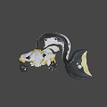 Animated Game Movie Character With Yellow White Fur Blue Eyes Green Collar And Black Paws
