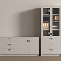 White Office Filing Cabinets With Drawers Glass Doors And Organized Folders
