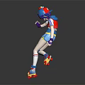 Vibrant Game Character In Blue Outfit With Roller Skates Helmet And Colorful Accents
