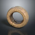 Golden Textured Circular Bracelet With Vintage Handcrafted Design For Fashion Accessory