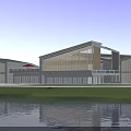 Modern Commercial Complex With Glass Facade Waterfront Reflection And Contemporary Architecture