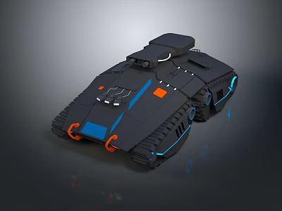 Futuristic Black Tank With Blue Accents And Sci Fi Design 3d model