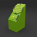 Interactive Zone Green Device With Circular Maze Yellow Knob And Black Handle 3d model