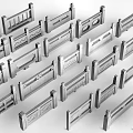 Various Decorative Metal Railings Collection Showcasing Different Design Patterns And Styles 3d model