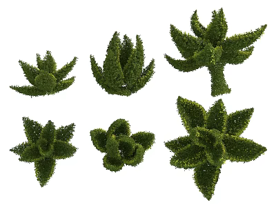 Green Decorative Shaped Bushes with Various Trimmed Garden Design Forms 3d model