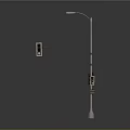 Urban Road Street Light And Traffic Light Mounted On Metal Pole