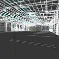 Industrial Warehouse Spacious Interior With Skylights On Roof And Concrete Floor