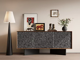 Middle Ancient Porch Cabinet End View Porch Cabinet Side Cabinet Decorative Cabinet Low Cabinet 3d model