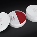 Shiseido White Round Cosmetic Boxes Featuring Flower Design Open Case And Red Section