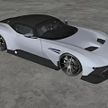 Silver Sleek Sports Car In Modern Interior With Gray Reflective Floor And White Grid Ceiling