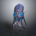 Game Movie Character Alien Creature 3D Model With Glowing Blue Eyes And Tentacles