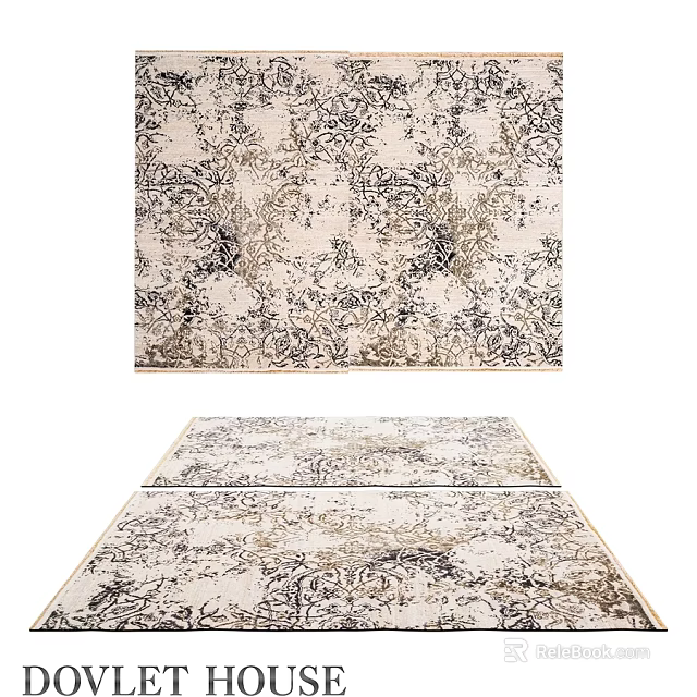 Traditional Square Rug With Intricate Floral Pattern And Neutral Tones For Home Decor 3d model 