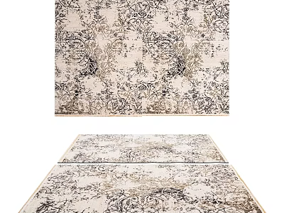 Traditional Square Rug With Intricate Floral Pattern And Neutral Tones For Home Decor 3d model