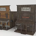 Vintage Old West Two Story Wooden Building Models With Storefront Signs
