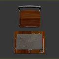 Wooden Desk and Chair Set with Graffiti Artwork and Metal Legs