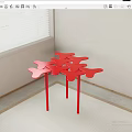 Red Abstract Leaf Shaped Side Table With Slender Legs In Room Corner 3d model