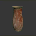 Artistic Sculptural Carving On Red Vase With Intricate White Lines