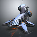 Futuristic Sci Fi Mechanical Device With Silver Orange Color And Complex Structure 3d model