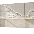 Modern Wall Design With Wave Lines Lighting And Marble Base Wood Color Samples