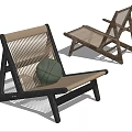 Modern Leisure Chair With Wooden Frame Rattan Weave And Green Decorative Ball