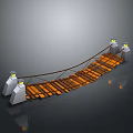 Home Decorative Bridge Ornament With Wooden Plank And LED Lighted Piers