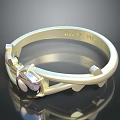 Unique Golden Ring With Intricate Geometric Metal Design And Round Inlaid Decor
