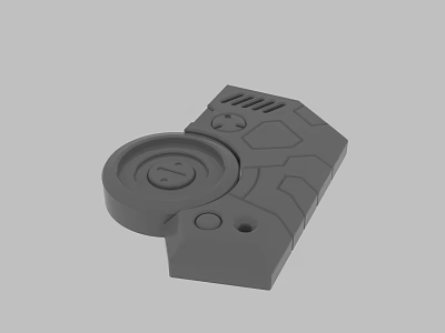 Gray 3D Mechanical Component With Circular Structure Holes And Geometric Design 3d model