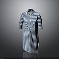 Blue And White Striped Collared Shirt Dress With Three Quarter Sleeves Classic Design