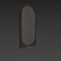 Oval Mirrors With Wooden Frame Reflecting Living Room Sofa And Curtains