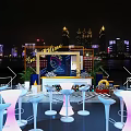 Trendy City Themed Exhibition Installation With Fragmented Characters And Urban Backdrop
