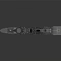 Modern Naval Warship With Gray Hull Red Bottom And Helicopter Landing Deck