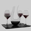 Elegant Wine Decanter And Red Wine Glasses With Red Wine On Black Slate Tray