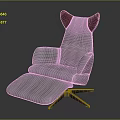 White Recliner Chair with Red Ear Shaped Accents Ottoman and Black Base Design
