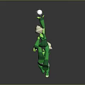 Two Small and Large Green Characters Running Jumping Holding White Ball