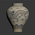 Carved Ceramic Vase With Intricate Dragon Patterns And Decorative Designs 3d model