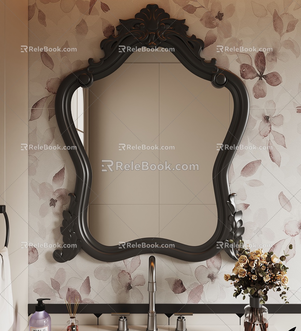 French Bathroom Mirror Decorative Mirror Cosmetic Mirror Mirror 3d model