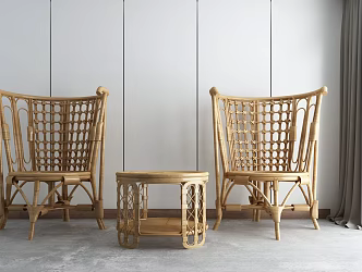 Southeast Asia Casual Sofa Combination Bamboo Woven Rattan Chair 3d model