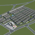 Aerial View Residential Master Plan With Structured Building Layout And Road Network 3d model