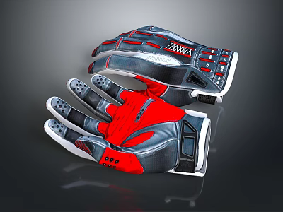 Car Driving Gloves Featuring Gray Red Design XXR Logo And Breathable Details 3d model