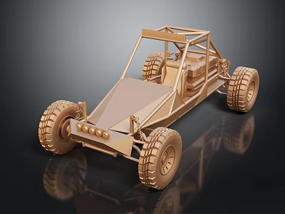 Golden Off Road Utility Vehicle With Frame Structure And Large Tires 3d model