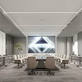 Modern Conference Room Interior With Long Table Ergonomic Chairs And World Map