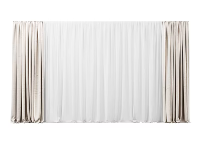 Beige and White Curtains Elegant Sheer and Panel Drapes For Indoor Home Decoration 3d model