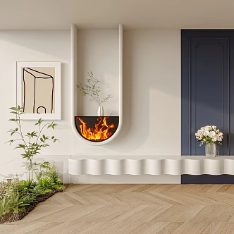 modern fireplace cream fireplace 3d model